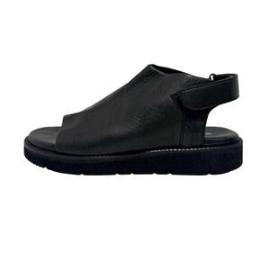 Strategia Womens Black Sandals Leather EU39 US9 Chunky Flatform Sole